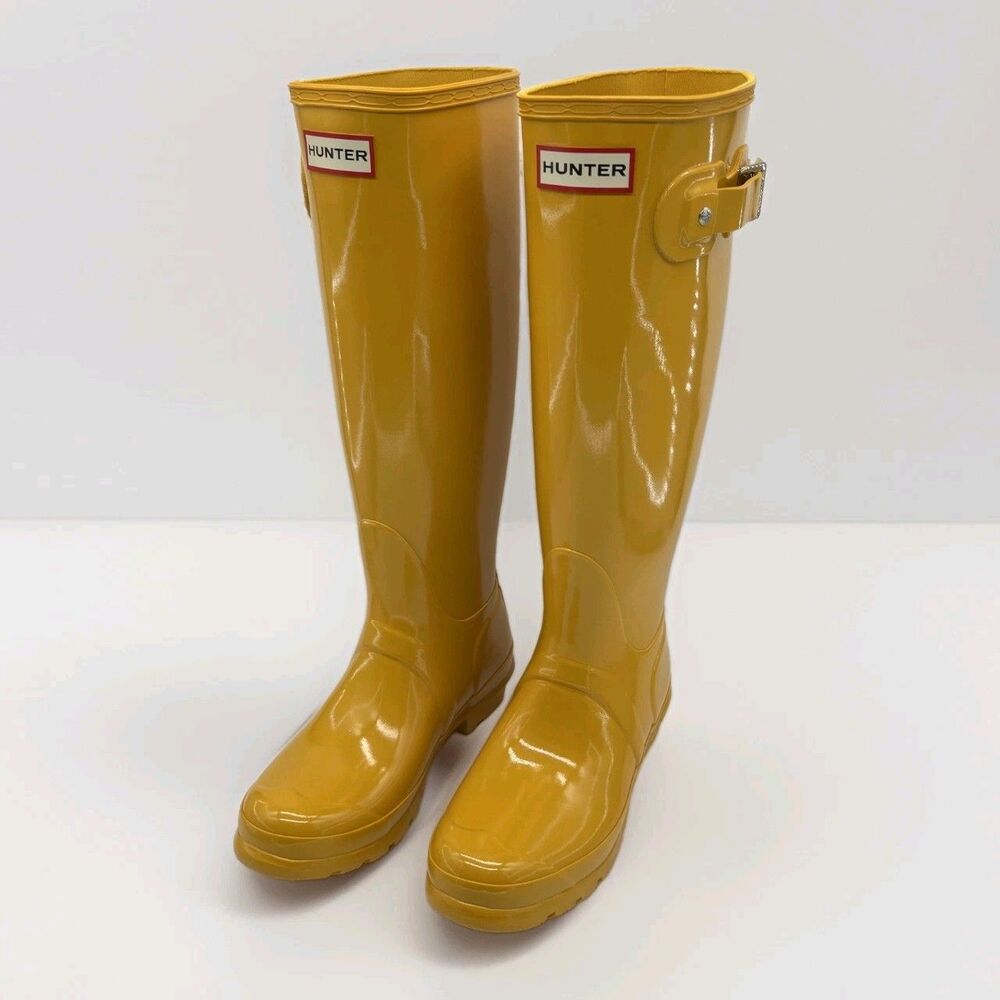 Hunter Original Tall Gloss Yellow Rain Boots | WFT1000RGL | Women's 6 | NEW